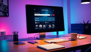 OnlyFans finder tool interface in a modern digital workspace setting