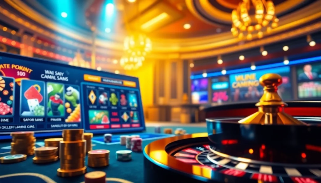 Experience thrilling gameplay at ww88 with vibrant casino scenes featuring poker chips and roulette.